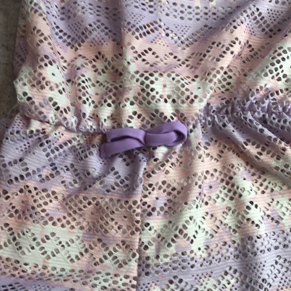PLACE Tie Dye Lace Sleeveless Romper Swim Coverup Ivory Pastel Pink Purple 5/6 - Picture 8 of 10